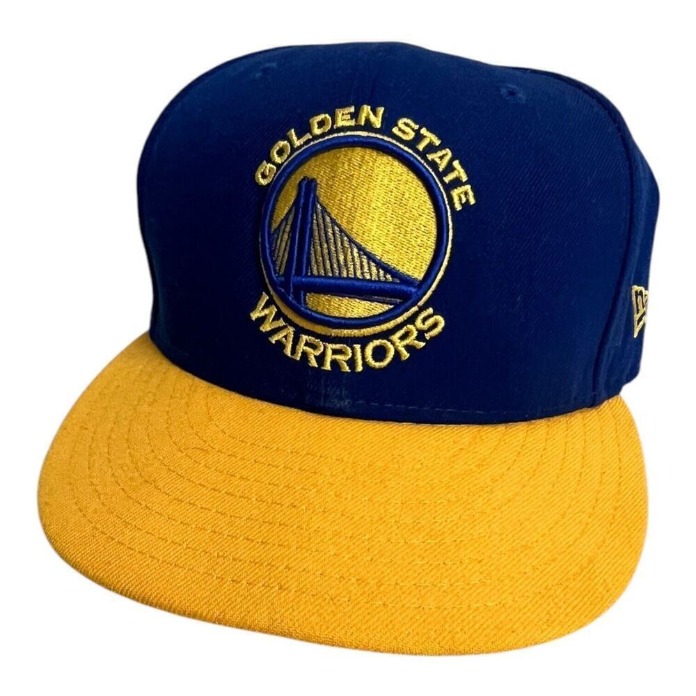 Golden State Warriors New Era 59Fifty Blue/Yellow Fitted Hat Cap Size 7 1/4